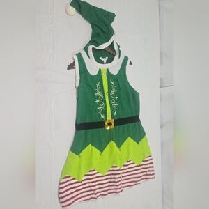 No Boundaries Festive Green and White Elf Costume